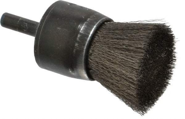 Osborn - 1" Brush Diam, Crimped, End Brush - 1/4" Diam Shank, 20,000 Max RPM - Industrial Tool & Supply