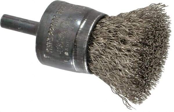 Osborn - 1" Brush Diam, Crimped, End Brush - 1/4" Diam Shank, 20,000 Max RPM - Industrial Tool & Supply