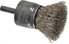 Osborn - 1" Brush Diam, Crimped, End Brush - 1/4" Diam Shank, 20,000 Max RPM - Industrial Tool & Supply
