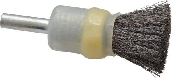 Osborn - 1/2" Brush Diam, Crimped, End Brush - 1/4" Diam Shank, 25,000 Max RPM - Industrial Tool & Supply
