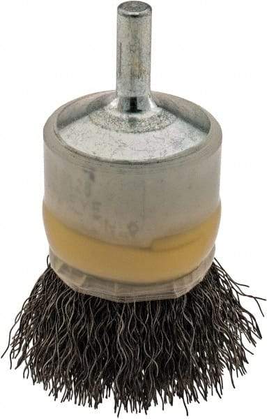 Osborn - 1" Brush Diam, Crimped, End Brush - 1/4" Diam Shank, 20,000 Max RPM - Industrial Tool & Supply