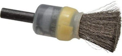 Osborn - 1/2" Brush Diam, Crimped, End Brush - 1/4" Diam Shank, 25,000 Max RPM - Industrial Tool & Supply