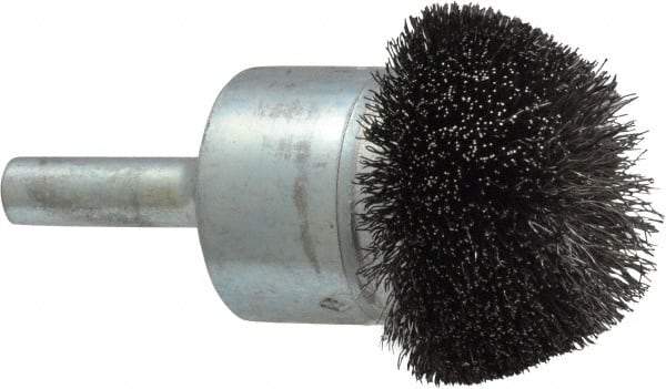 Osborn - 1-1/4" Brush Diam, Crimped, End Brush - 1/4" Diam Shank, 15,000 Max RPM - Industrial Tool & Supply