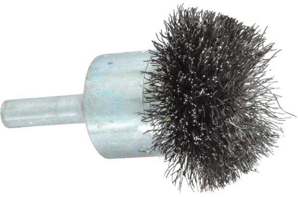 Osborn - 1-1/2" Brush Diam, Crimped, End Brush - 1/4" Diam Shank, 15,000 Max RPM - Industrial Tool & Supply