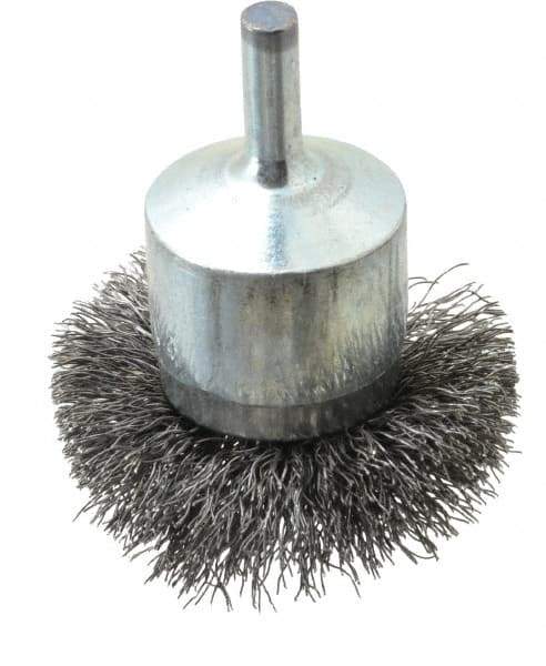 Osborn - 2" Brush Diam, Crimped, End Brush - 1/4" Diam Shank, 15,000 Max RPM - Industrial Tool & Supply