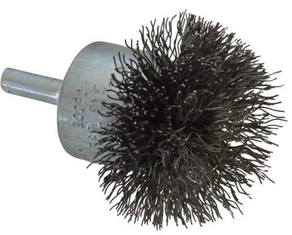 Osborn - 2" Brush Diam, Crimped, End Brush - 1/4" Diam Shank, 15,000 Max RPM - Industrial Tool & Supply