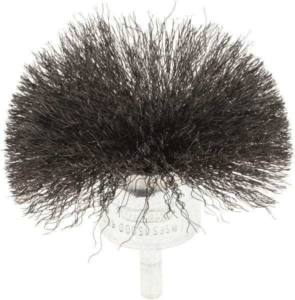 Osborn - 3" Brush Diam, Crimped, End Brush - 1/4" Diam Shank, 15,000 Max RPM - Industrial Tool & Supply