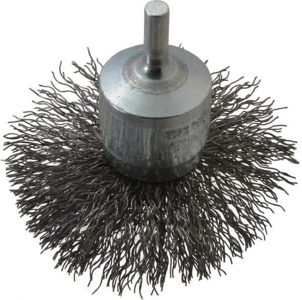 Osborn - 3" Brush Diam, Crimped, End Brush - 1/4" Diam Shank, 15,000 Max RPM - Industrial Tool & Supply