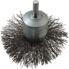 Osborn - 3" Brush Diam, Crimped, End Brush - 1/4" Diam Shank, 15,000 Max RPM - Industrial Tool & Supply