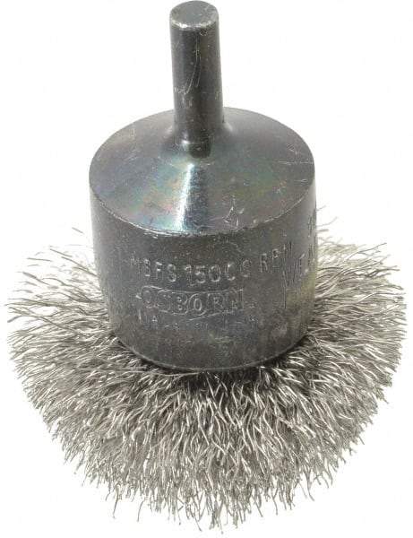 Osborn - 2" Brush Diam, Crimped, End Brush - 1/4" Diam Shank, 15,000 Max RPM - Industrial Tool & Supply