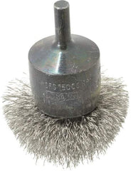 Osborn - 2" Brush Diam, Crimped, End Brush - 1/4" Diam Shank, 15,000 Max RPM - Industrial Tool & Supply