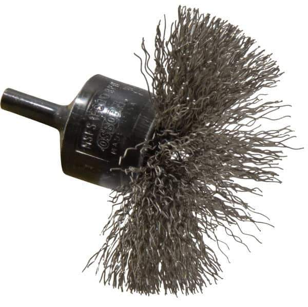 Osborn - 3" Brush Diam, Crimped, End Brush - 1/4" Diam Shank, 15,000 Max RPM - Industrial Tool & Supply