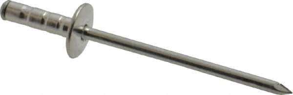 RivetKing - Size 43-44 Large Flange Head Aluminum Multi Grip Blind Rivet - Steel Mandrel, 0.156" to 1/4" Grip, 3/8" Head Diam, 0.129" to 0.133" Hole Diam, 1/2" Length Under Head, 1/8" Body Diam - Industrial Tool & Supply
