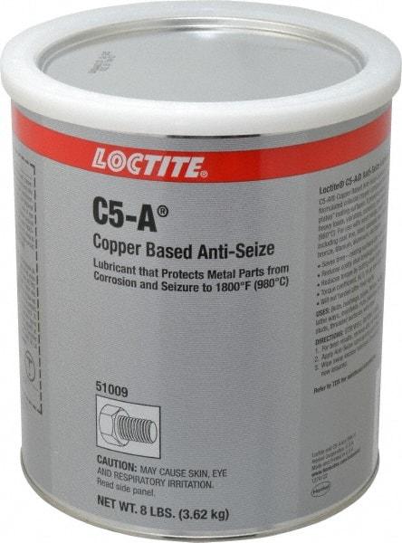 Loctite - 8 Lb Can High Temperature Anti-Seize Lubricant - Copper/Graphite, -29 to 1,800°F, Copper Colored, Water Resistant - Industrial Tool & Supply