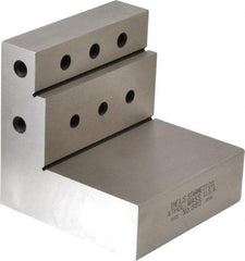 Starrett - 3" Wide x 3" Deep x 3" High Steel Precision-Ground Angle Plate - Stepped Plate, Machined Holes on Surface, Open End, Single Plate - Industrial Tool & Supply