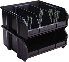 Quantum Storage - 50 Lb. Load Capacity, 10-3/4" Deep, Black Polypropylene Hopper Stacking Bin - 7" High x 8-1/4" Wide x 10-3/4" Long - Industrial Tool & Supply