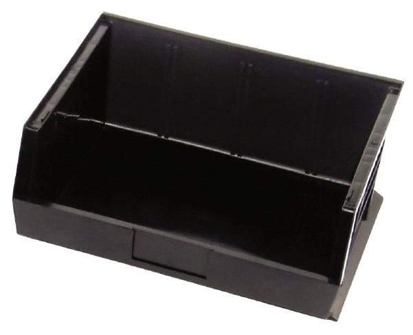 Quantum Storage - 75 Lb. Load Capacity, 14-3/4" Deep, Black Polypropylene Hopper Stacking Bin - 7" High x 16-1/2" Wide x 14-3/4" Long - Industrial Tool & Supply
