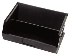 Quantum Storage - 75 Lb. Load Capacity, 14-3/4" Deep, Black Polypropylene Hopper Stacking Bin - 7" High x 16-1/2" Wide x 14-3/4" Long - Industrial Tool & Supply