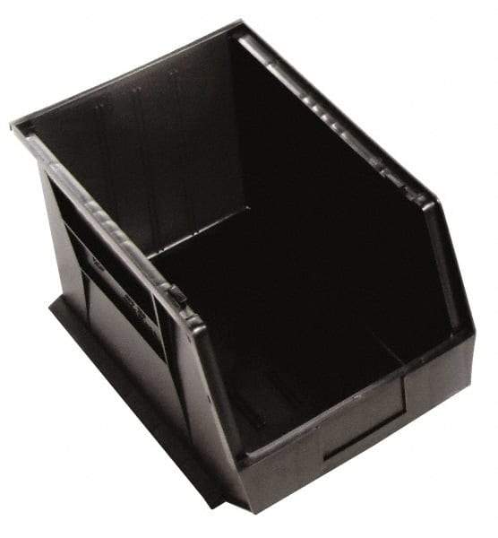 Quantum Storage - 75 Lb. Load Capacity, 18" Deep, Black Polypropylene Hopper Stacking Bin - 10" High x 11" Wide x 18" Long - Industrial Tool & Supply