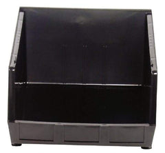 Quantum Storage - 75 Lb. Load Capacity, 18" Deep, Black Polypropylene Hopper Stacking Bin - 11" High x 16-1/2" Wide x 18" Long - Industrial Tool & Supply