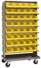 Quantum Storage - 27" Deep x 38" Wide x 64" High, Steel Floor Rack - 2 Sides, 128 Blue Plastic Bins, 38" Bin Width x 64" Bin Height x 27" Bin Depth - Industrial Tool & Supply