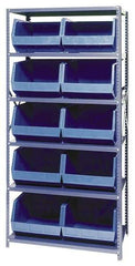 Quantum Storage - 18" Deep x 36" Wide x 75" High, Steel Open Hopper Storage Unit - 5/6 Shelves, 10 Yellow Plastic Bins, 16-1/2" Bin Width x 11" Bin Height x 18" Bin Depth - Industrial Tool & Supply