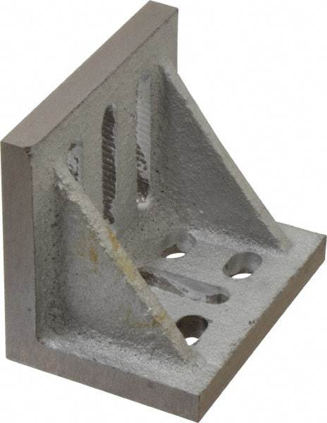 Interstate - 3-1/2" Wide x 2-1/2" Deep x 3" High Cast Iron Partially Machined Angle Plate - Slotted Plate, Through-Slots on Surface, Webbed, Single Plate - Industrial Tool & Supply