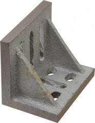 Interstate - 3-1/2" Wide x 2-1/2" Deep x 3" High Cast Iron Partially Machined Angle Plate - Slotted Plate, Through-Slots on Surface, Webbed, Single Plate - Industrial Tool & Supply