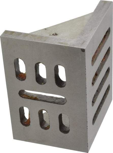 Interstate - 4-1/2" Wide x 3" Deep x 3-1/2" High Cast Iron Partially Machined Angle Plate - Slotted Plate, Through-Slots on Surface, Webbed, Single Plate - Industrial Tool & Supply