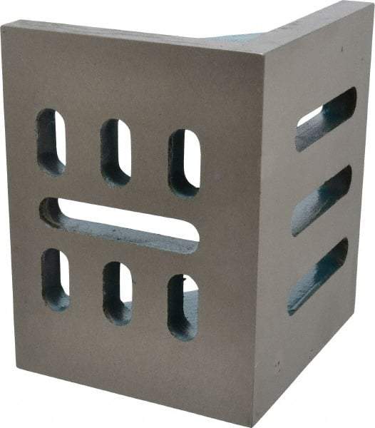 Interstate - 6" Wide x 4-1/2" Deep x 5" High Cast Iron Partially Machined Angle Plate - Slotted Plate, Through-Slots on Surface, Webbed, Single Plate - Industrial Tool & Supply