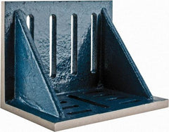 Interstate - 12" Wide x 8" Deep x 9" High Cast Iron Partially Machined Angle Plate - Slotted Plate, Through-Slots on Surface, Webbed, Single Plate - Industrial Tool & Supply