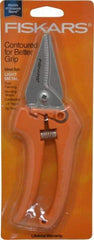 Fiskars - 2" Length of Cut, Straight Pattern Multi-Purpose Snip - 7" OAL, Contoured Handle - Industrial Tool & Supply