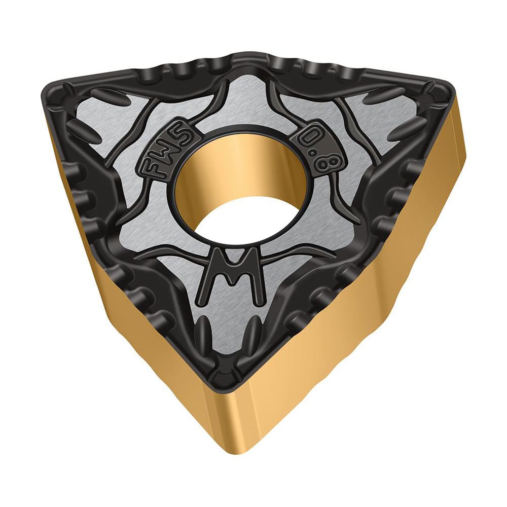 Turning Insert:  WNMG433-FW5 WPP20G,  Solid Carbide TiCN, Al2O3 & TiN Finish,  Neutral,  0.3420″ Long,  1/2″ Inscribed Circle,  0.0470″ Corner Radius,  80.0 &deg N/A Trigon,  Series  WNMG-FW5