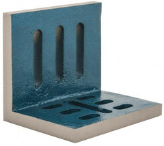 Interstate - 6" Wide x 4-1/2" Deep x 5" High Cast Iron Partially Machined Angle Plate - Slotted Plate, Through-Slots on Surface, Open End, Single Plate - Industrial Tool & Supply