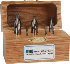SGS - 8 Piece, #00 to 6, 1/8 to 1/2" Body Diam, 1/32 to 7/32" Point Diam, Plain Edge, Solid Carbide Combo Drill & Countersink Set - 60° Incl Angle, 1-1/2 to 3" OAL, Double End, 301 Series Compatibility - Industrial Tool & Supply