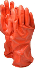Ansell - Size XL (10), 14" Long, 37.5 mil Thick, Supported, Polyvinyl Alcohol (PVA) Chemical Resistant Gloves - Smooth Finish, Cotton Interlock Knit Lined, Gauntlet Cuff, ANSI Abrasion Level 4, ANSI Cut Level 1, Red - Industrial Tool & Supply