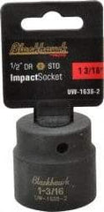Blackhawk by Proto - 1/2" Drive 1-3/16" Standard Impact Socket - 6 Points, 2" OAL - Industrial Tool & Supply