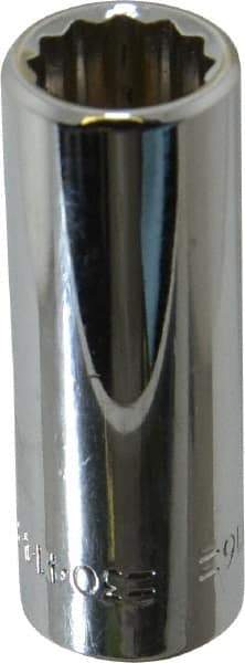 Blackhawk by Proto - 7/16", 3/8" Drive, Deep Hand Socket - 12 Points, 1-13/16" OAL, Chrome Finish - Industrial Tool & Supply