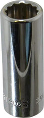 Blackhawk by Proto - 7/16", 3/8" Drive, Deep Hand Socket - 12 Points, 1-13/16" OAL, Chrome Finish - Industrial Tool & Supply