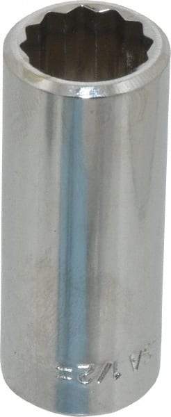Blackhawk by Proto - 1/2", 3/8" Drive, Deep Hand Socket - 12 Points, 1-13/16" OAL, Chrome Finish - Industrial Tool & Supply