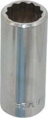 Blackhawk by Proto - 1/2", 3/8" Drive, Deep Hand Socket - 12 Points, 1-13/16" OAL, Chrome Finish - Industrial Tool & Supply