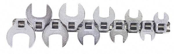 Blackhawk by Proto - 10 Piece 3/8" Drive Open End Crowfoot Wrench Set - 3/8 to 1", with Clip Rail - Industrial Tool & Supply