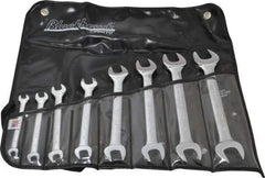 Blackhawk by Proto - 8 Piece, 6mm x 7mm to 20mm x 22mm, Open End Wrench Set - Metric Measurement Standard, Full Polish Finish, Comes in Vinyl Roll - Industrial Tool & Supply
