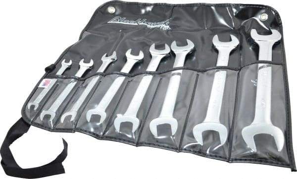 Blackhawk by Proto - 8 Piece, 1/4" to 1", Open End Wrench Set - Inch Measurement Standard, Full Polish Finish, Comes in Vinyl Roll - Industrial Tool & Supply