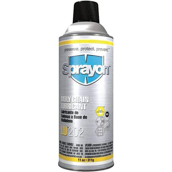 Sprayon - 11 oz Aerosol Extreme Pressure Moly Chain & Cable Lubricant - Light Amber, -20 to 300°F, Food Grade - Industrial Tool & Supply
