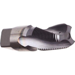 Emuge - 1/8-27 NPT, 15° Helix, 3 Flutes, TiN Finish, Cobalt, Spiral Flute Pipe Tap - Right Hand Flute, 3/4" Thread Length, 0.328" Square Size, Series KEG - Industrial Tool & Supply