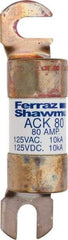 Ferraz Shawmut - 80 Amp Time Delay Round Forklift & Truck Fuse - 125VAC, 125VDC, 4.46" Long x 1" Wide, Bussman ACK80, Ferraz Shawmut ACK80 - Industrial Tool & Supply