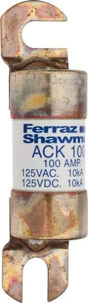 Ferraz Shawmut - 100 Amp Time Delay Round Forklift & Truck Fuse - 125VAC, 125VDC, 4.46" Long x 1" Wide, Bussman ACK100, Ferraz Shawmut ACK100 - Industrial Tool & Supply