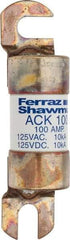 Ferraz Shawmut - 100 Amp Time Delay Round Forklift & Truck Fuse - 125VAC, 125VDC, 4.46" Long x 1" Wide, Bussman ACK100, Ferraz Shawmut ACK100 - Industrial Tool & Supply