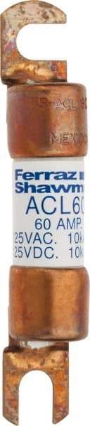 Ferraz Shawmut - 60 Amp General Purpose Round Forklift & Truck Fuse - 125VAC, 125VDC, 3.07" Long x 0.5" Wide, Bussman ACL60, Ferraz Shawmut ACL60 - Industrial Tool & Supply